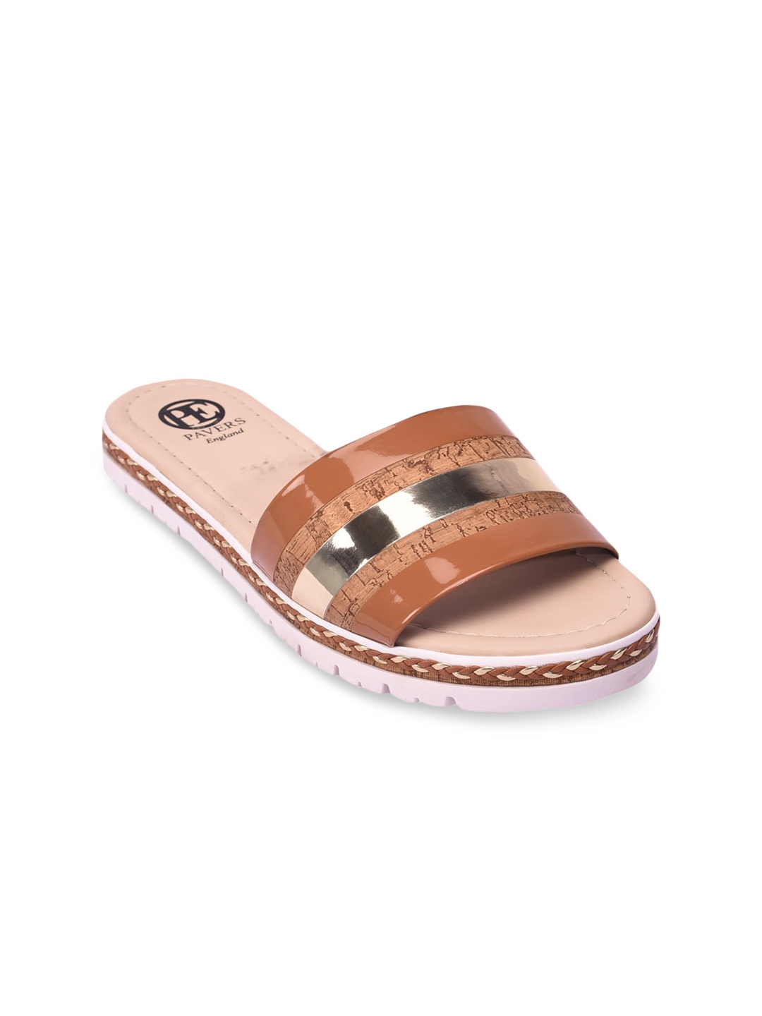 

Pavers England Women Tan Printed Open Toe Flats