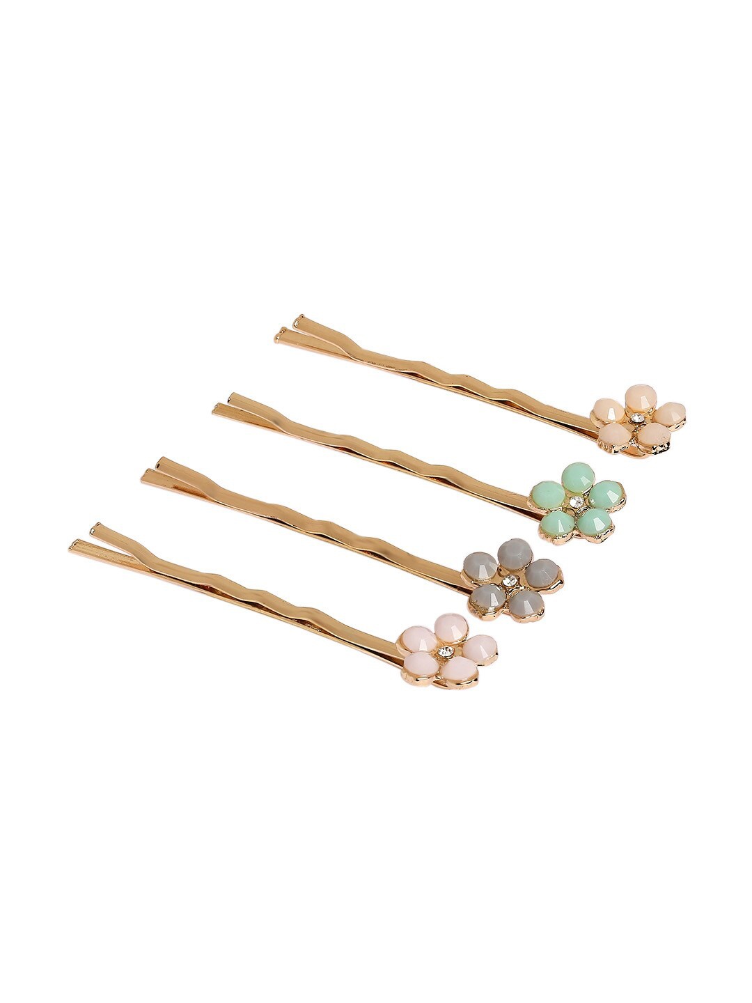 

BELLEZIYA Women Gold-Toned Set of 4 Embellished Bobby Pins