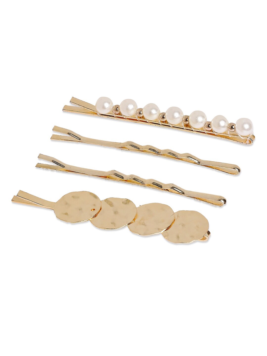 

BELLEZIYA Women Gold-Toned Set of 4 Beaded Bobby Pins