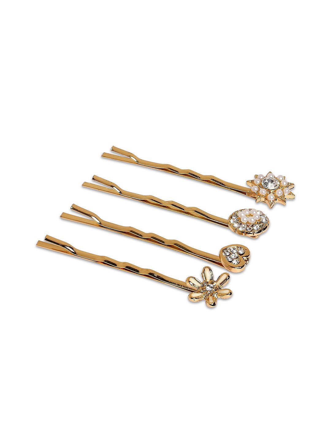 

BELLEZIYA Women Gold-Toned Set of 4 Embellished Bobby Pins