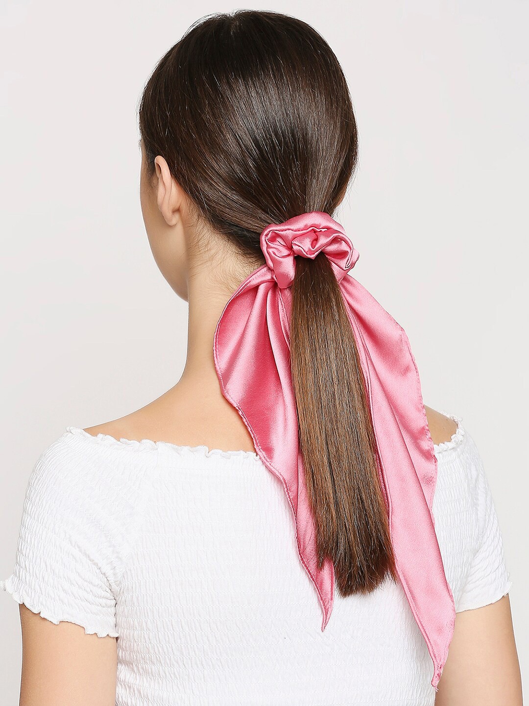 

BELLEZIYA Women Pink Satin Scarf Scrunchie