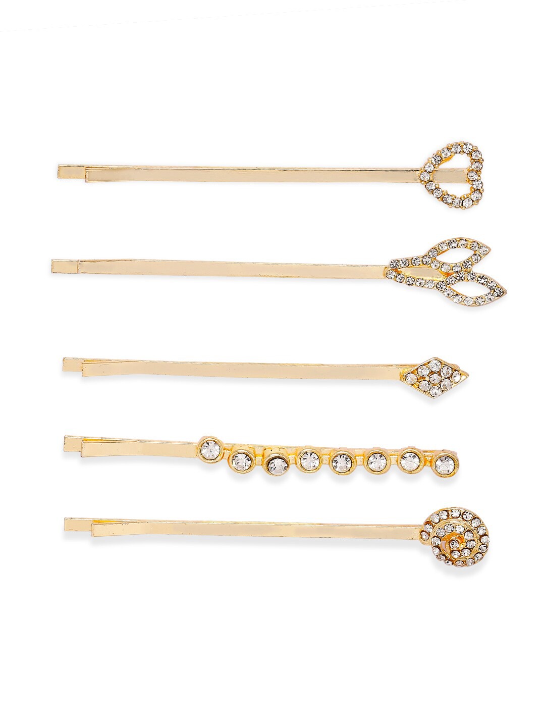 

BELLEZIYA Women Gold-Toned Set of 5 Embellished Bobby Pins