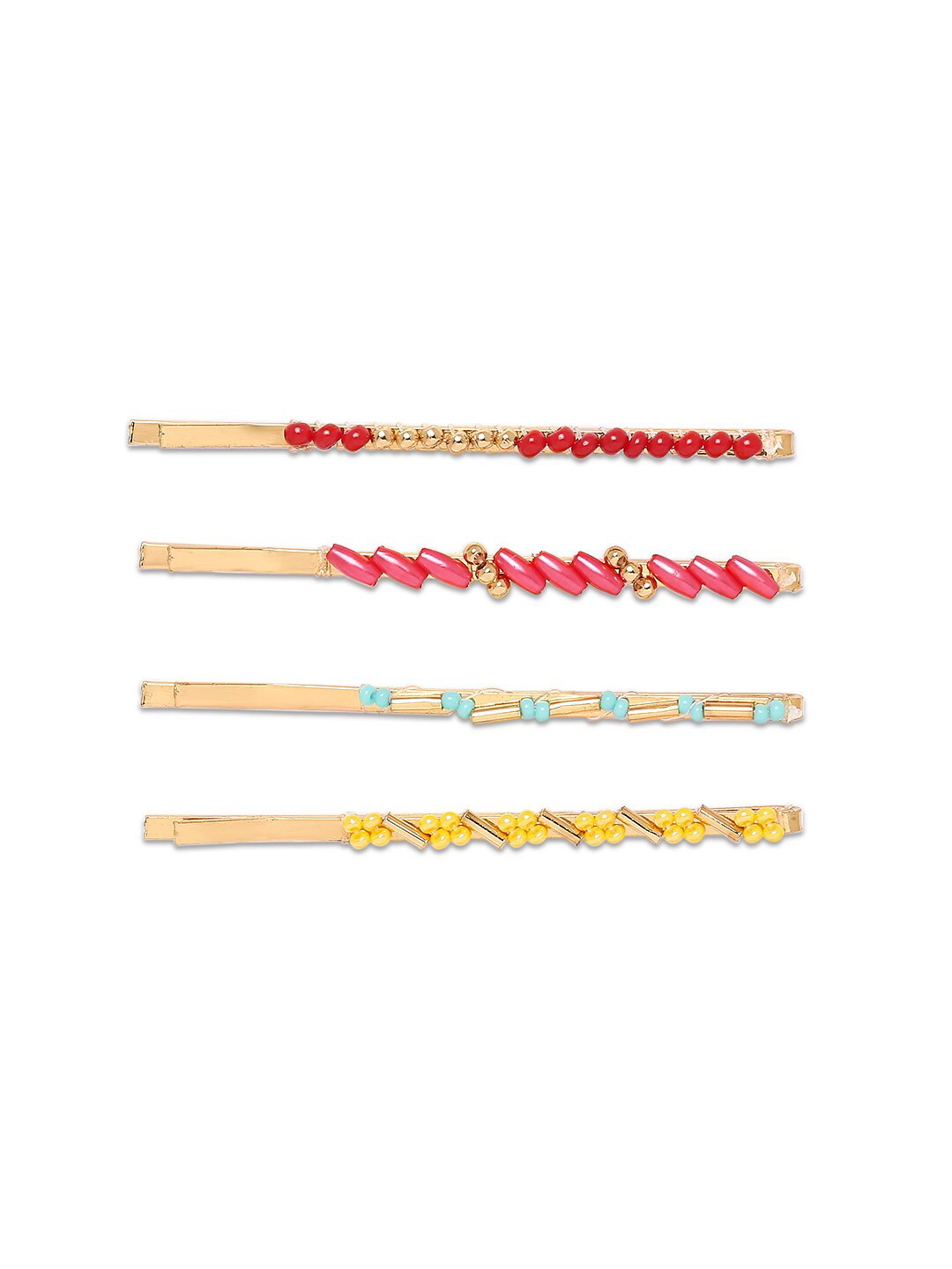 

BELLEZIYA Women Multicoloured Set of 4 Beaded Bobby Pins, Multi