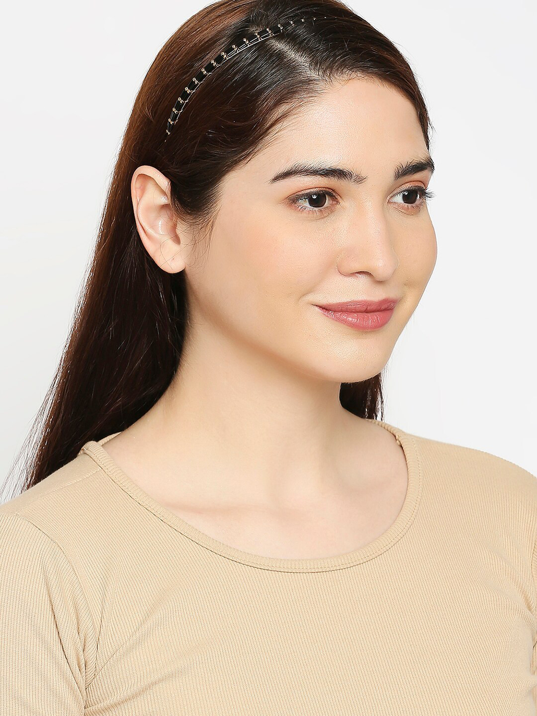 

BELLEZIYA Women Gold-Toned & Black Beaded Hairband