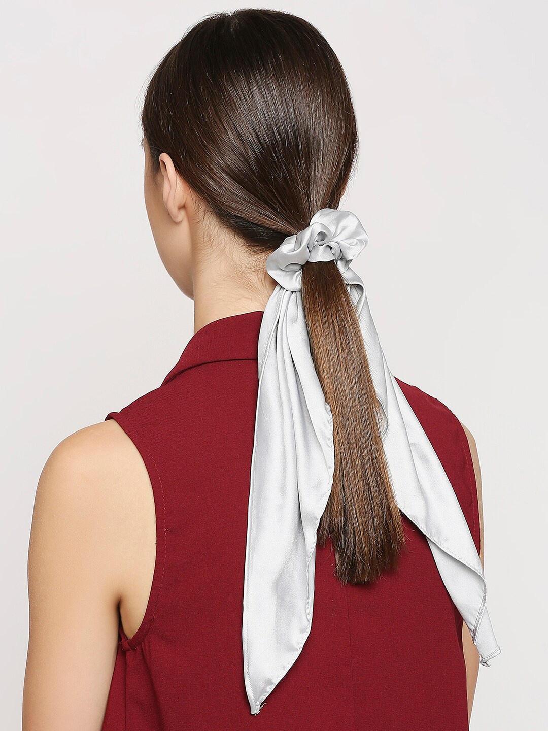 

BELLEZIYA Women Grey Satin Scarf Scrunchie