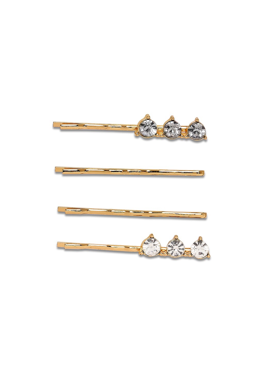 

BELLEZIYA Women Gold-Toned Set of 4 Embellished Bobby Pins