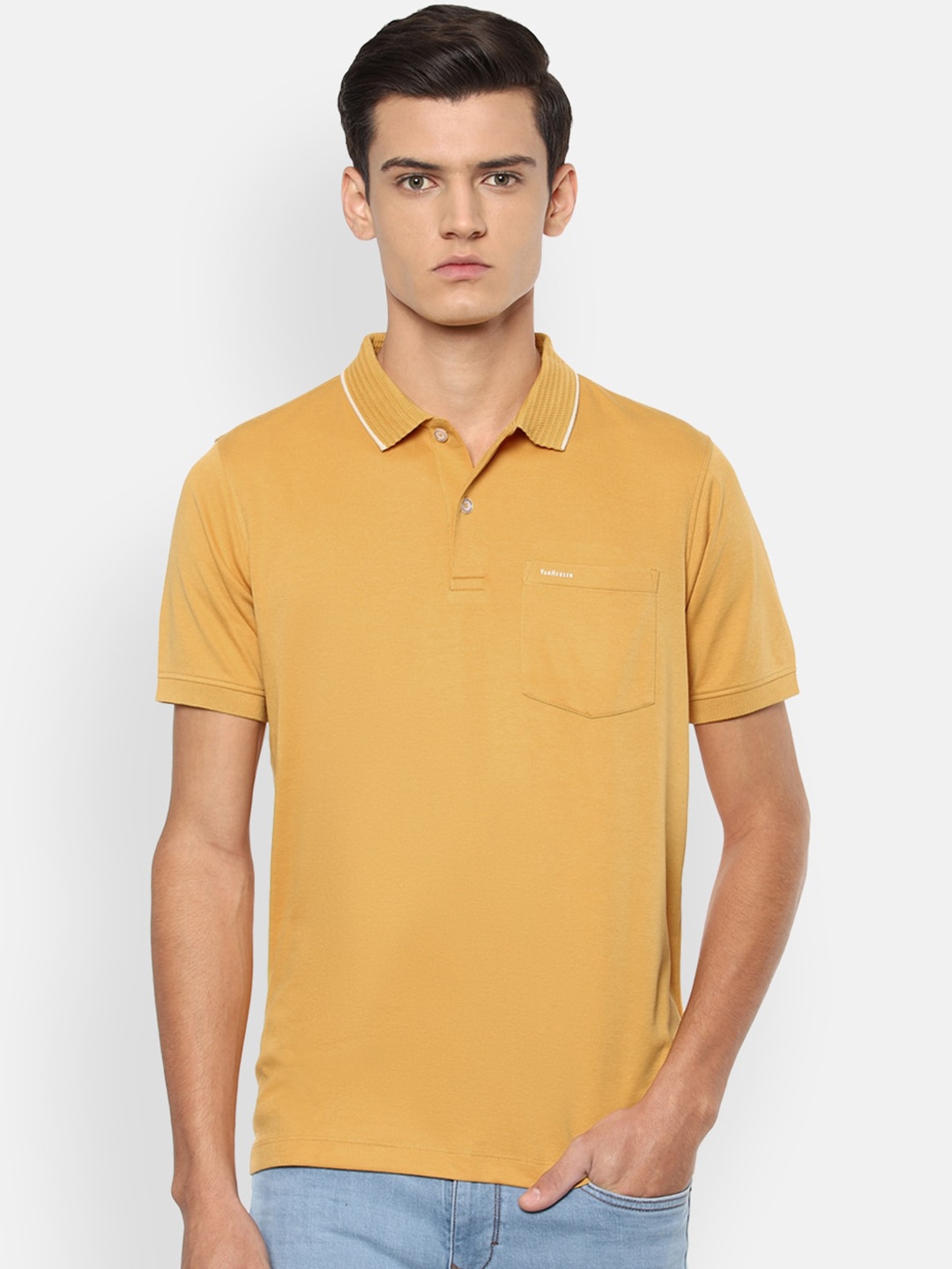 

Van Heusen Men Yellow Polo Collar T-shirt