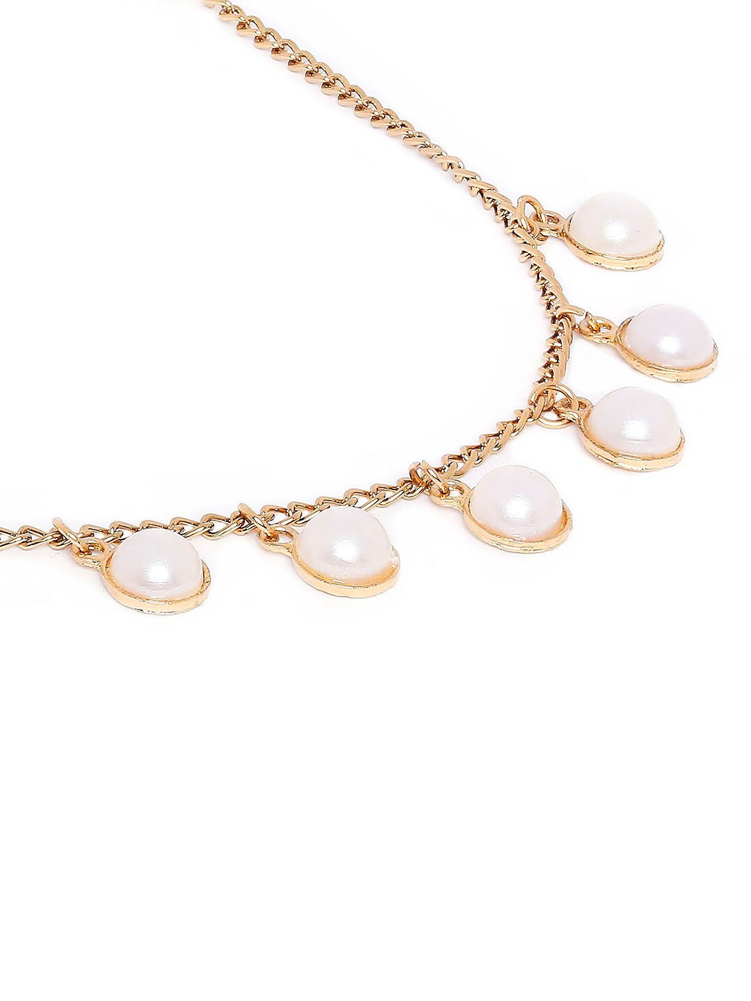 

BELLEZIYA Women Gold-Toned & White Pearls Charm Bracelet