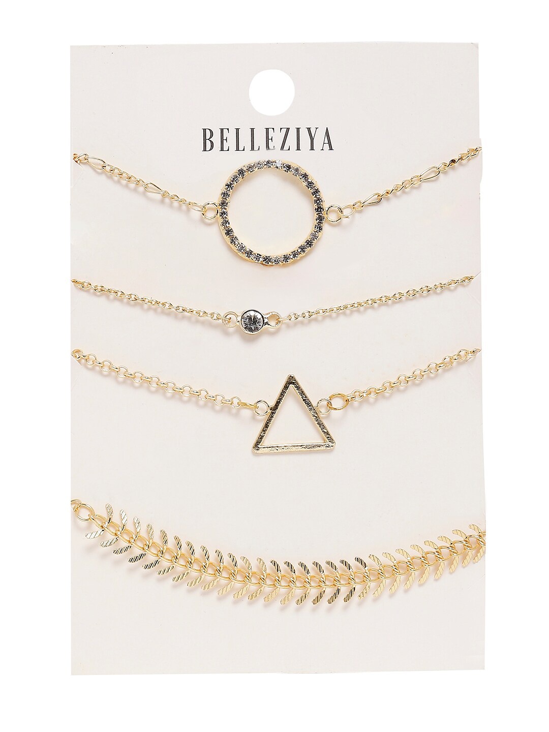 

BELLEZIYA Set of 4 Women Gold-Toned Charm Bracelet