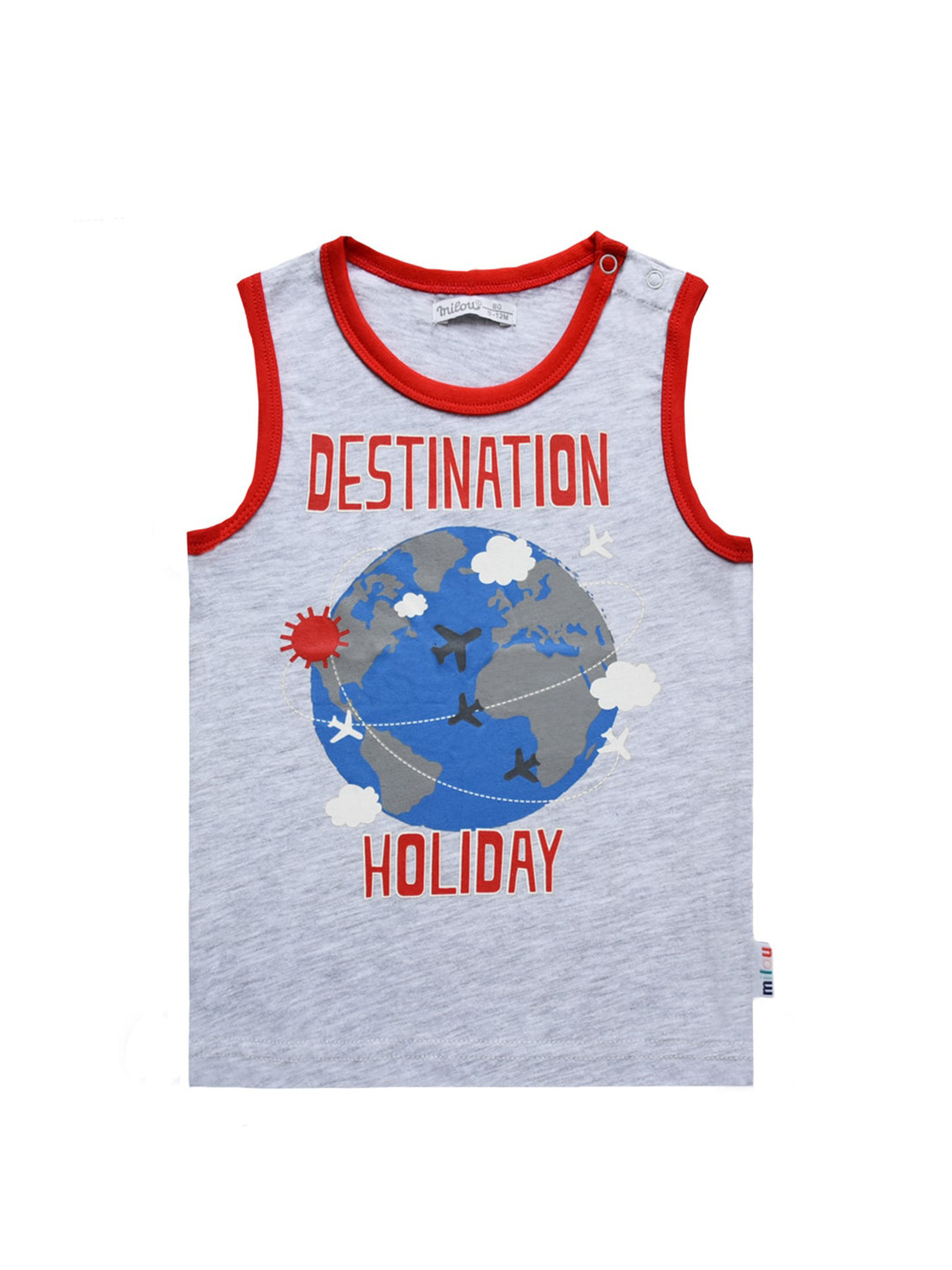 

milou Boys Grey Printed Applique T-shirt