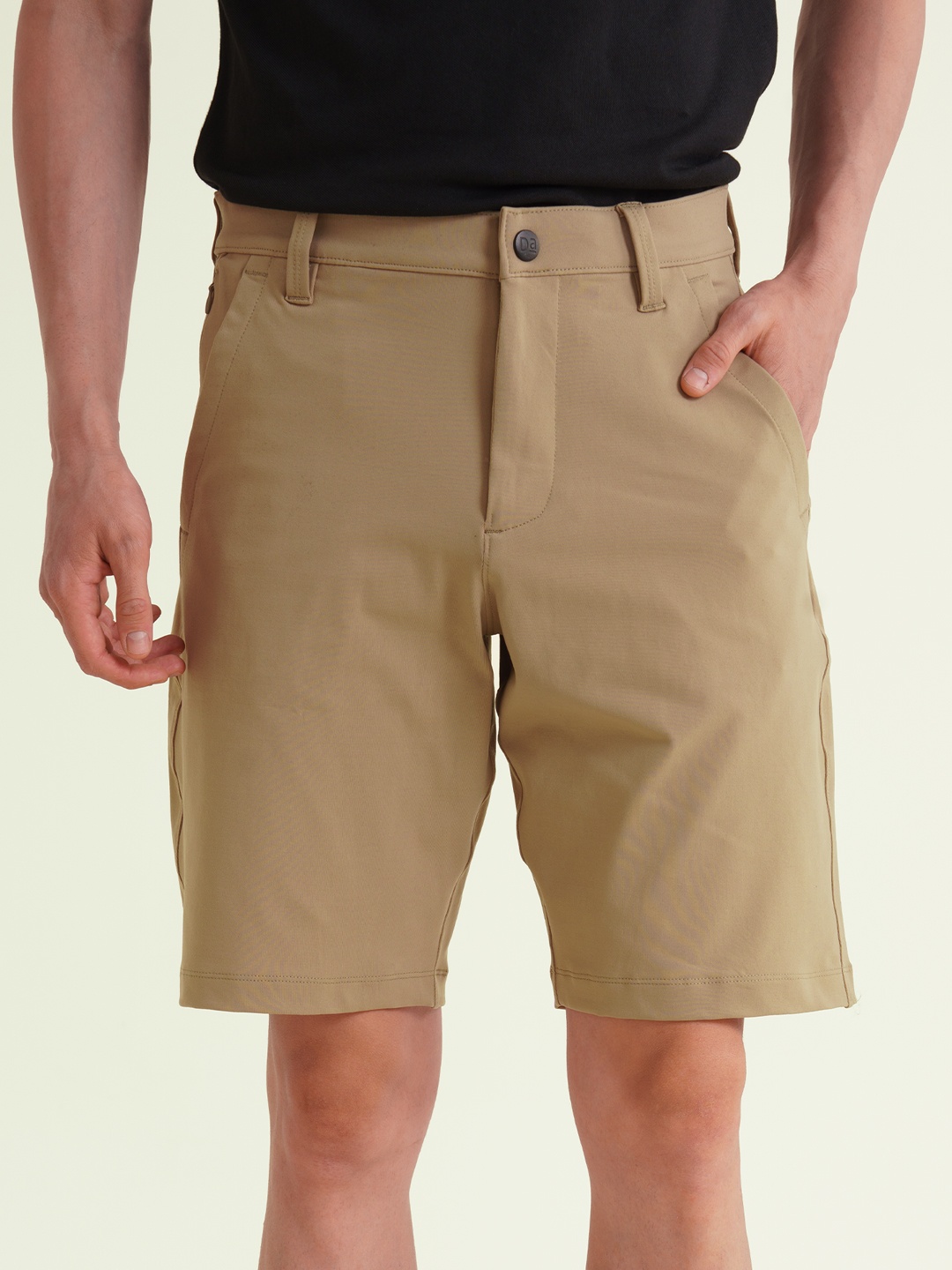 

DaMENSCH Men Premium Cotton Regular Fit 4 Way Stretch Chino Shorts, Beige