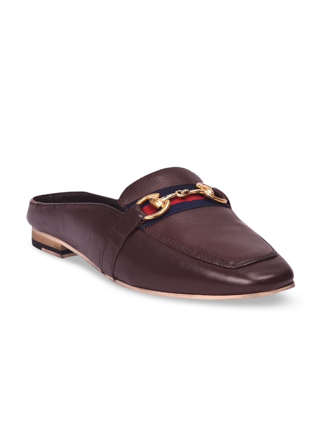 

Pavers England Women Brown Leather Mules