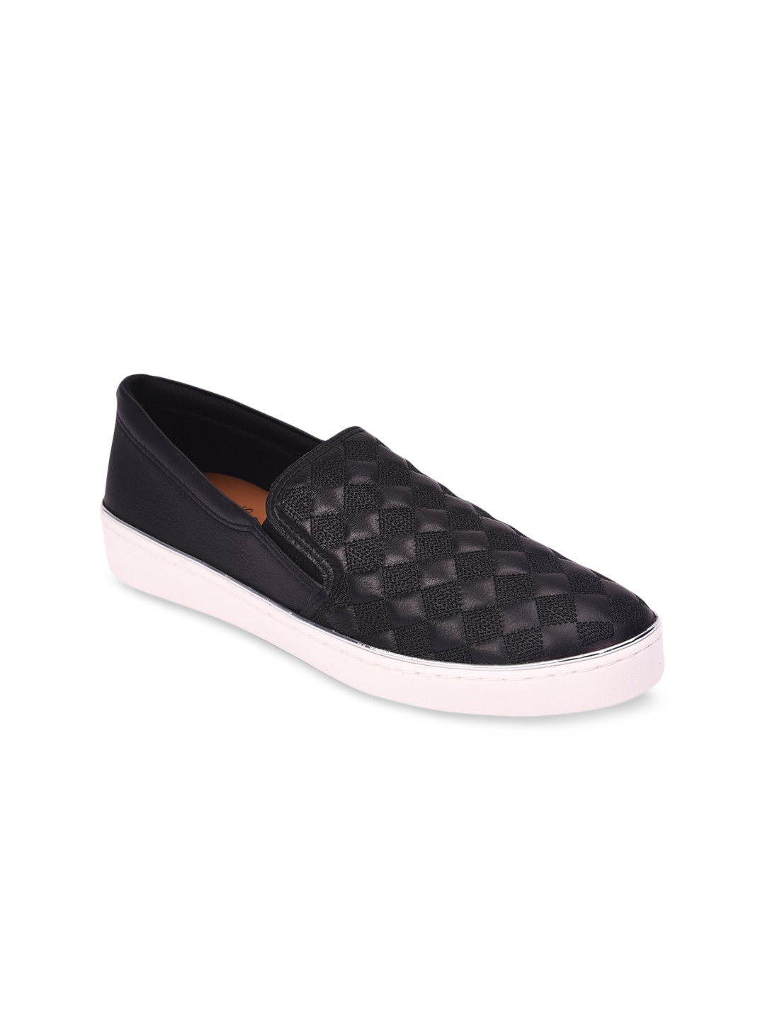 

Pavers England Women Black Textured Leather Slip-On Sneakers