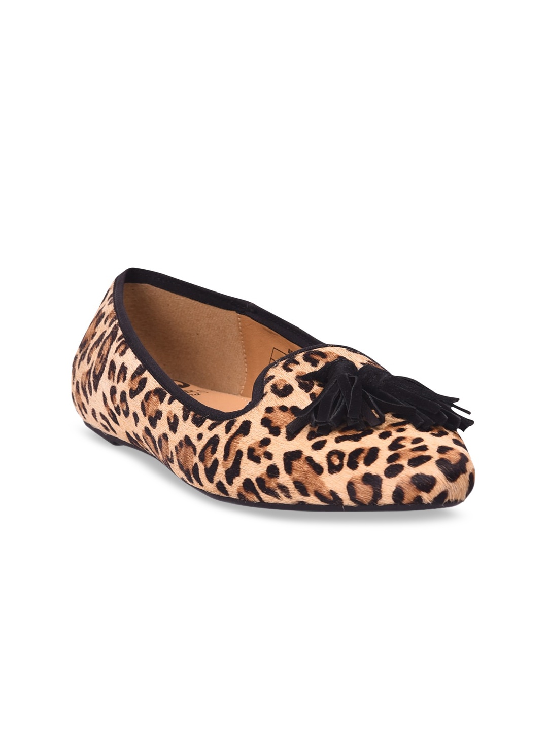 

Pavers England Women Tan Brown Animal Printed Suede Loafers