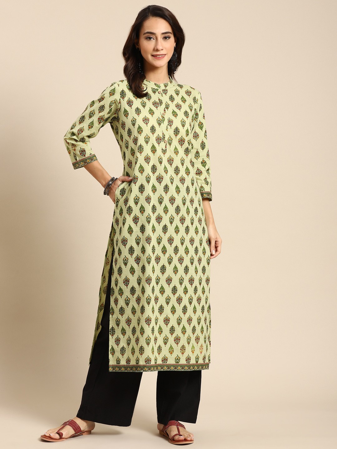 

Prakrti Women Green Ethnic Motifs Printed Kurta