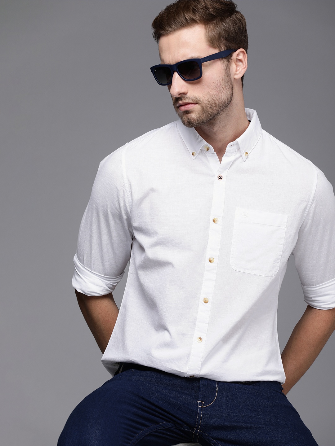 

WROGN Men White Slim Fit Casual Shirt