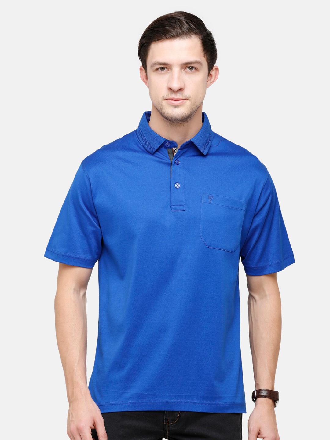 

Classic Polo Men Blue Polo Collar Pockets T-shirt
