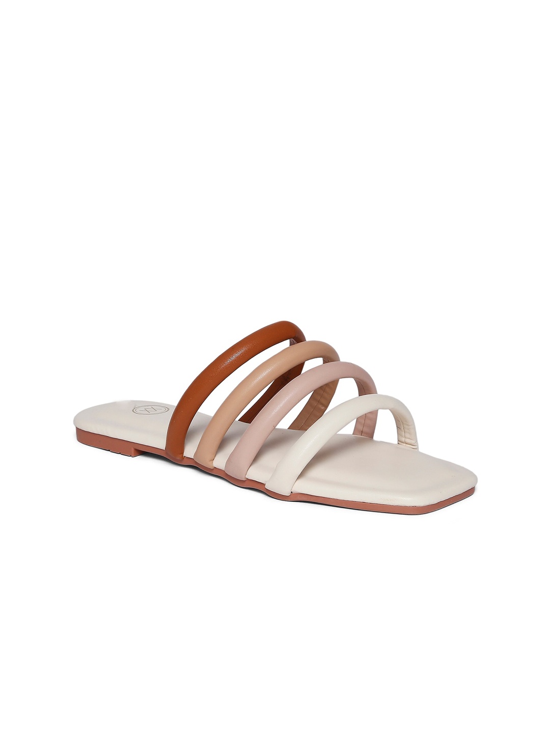 

20Dresses Women White Textured Open Toe Flats with Buckles