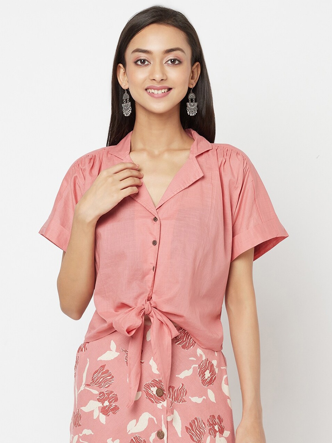 

Fabindia Pink Shirt Style Top