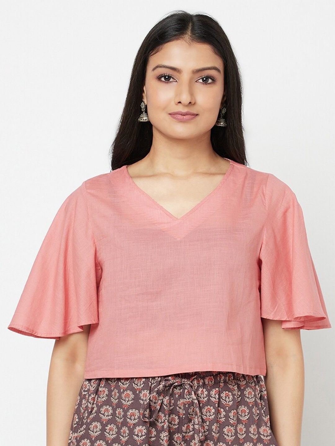 

Fabindia Pink Pure Cotton Regular Top