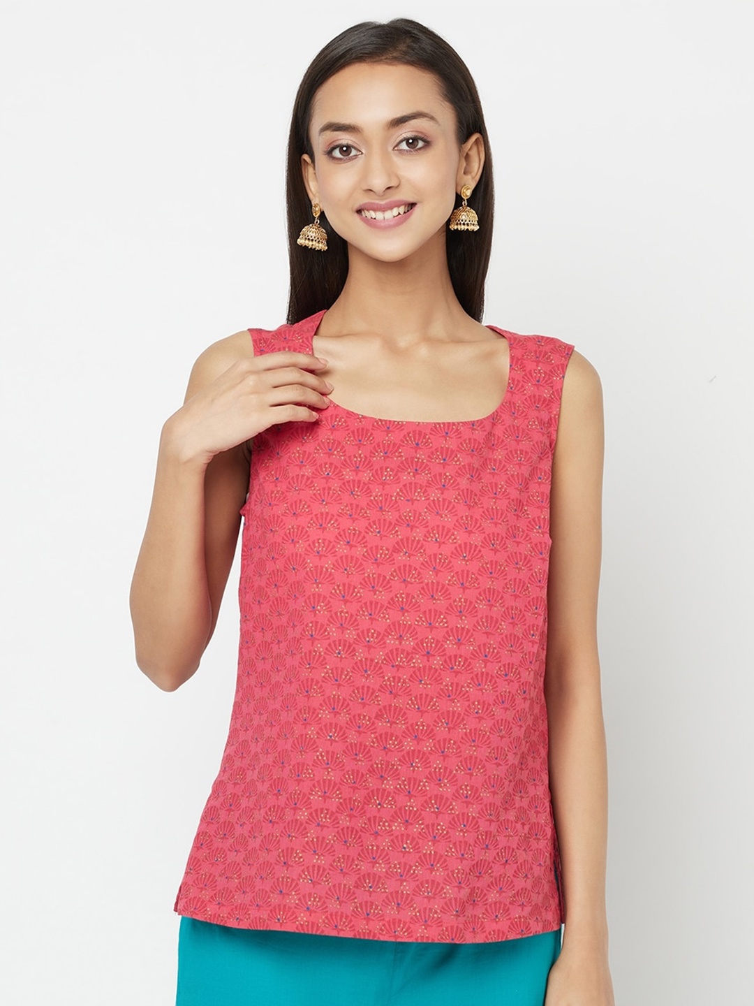 

Fabindia Coral Printed Regular Top