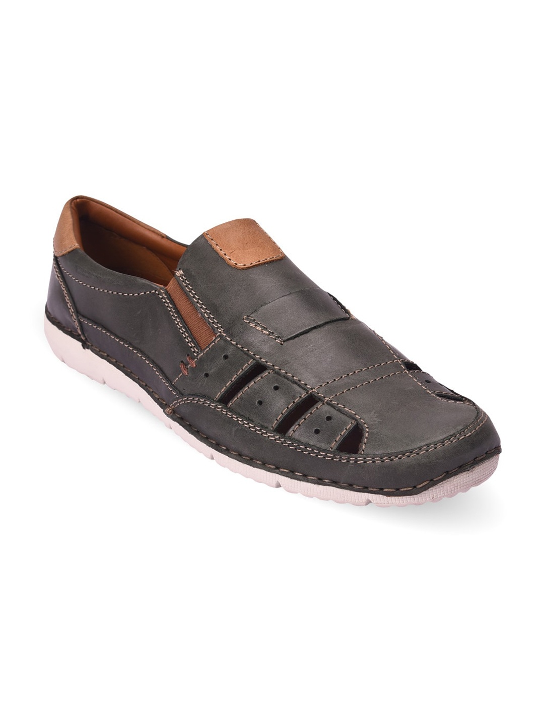 

Pavers England Men Olive Green Leather Slip-On Sneakers