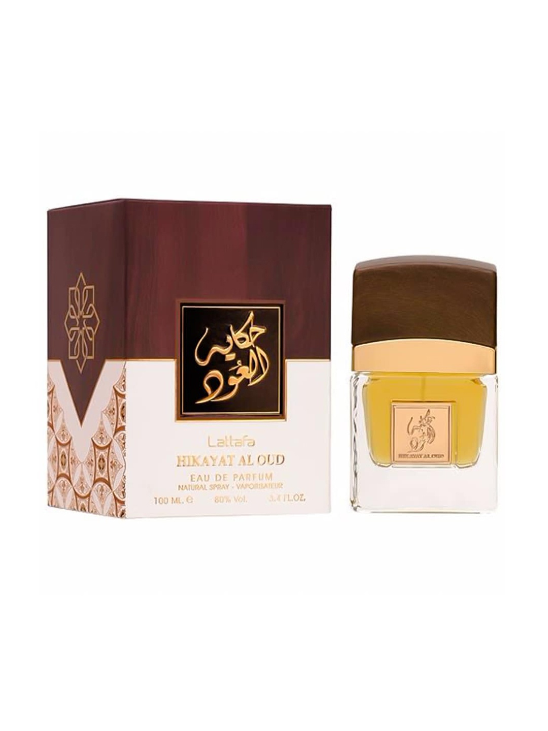 

Lattafa HIKAYAT AL OUD Long Lasting Imported Eau De Perfume - 100 ml, Gold