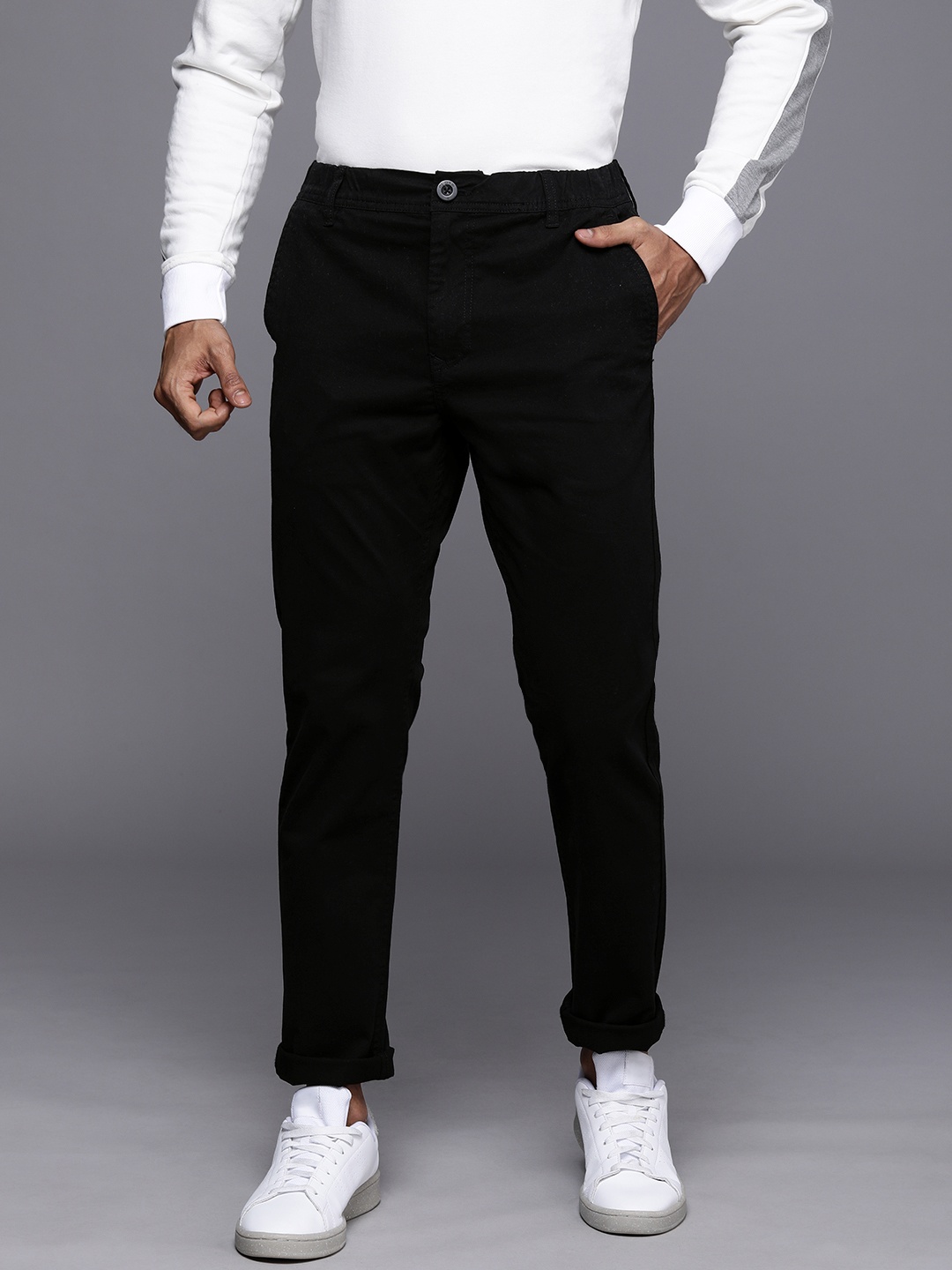 

WROGN Men Black Slim Fit Chinos Trousers