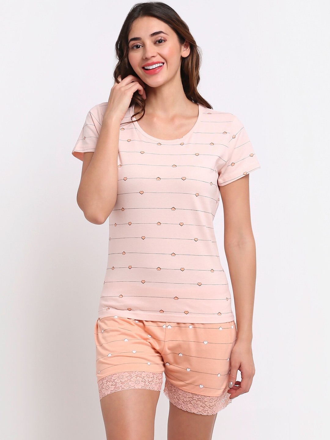 

Slumber Jill Women Coral Printed Night suit