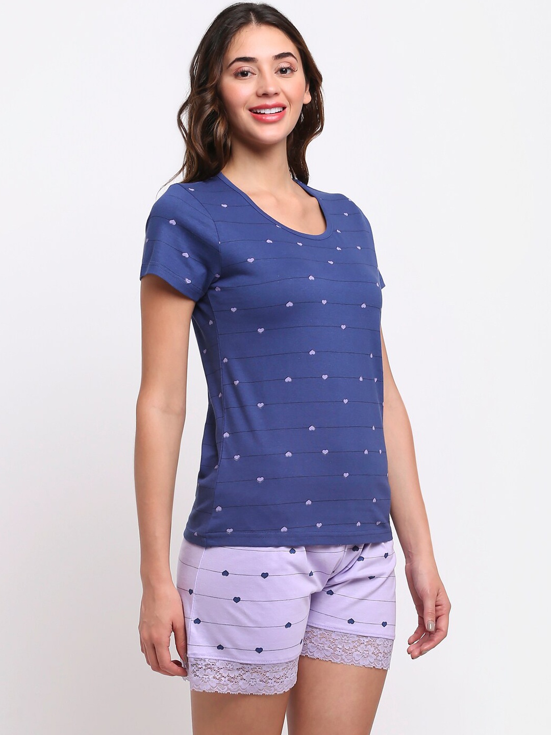 

Slumber Jill Women Lavender Printed Night suit