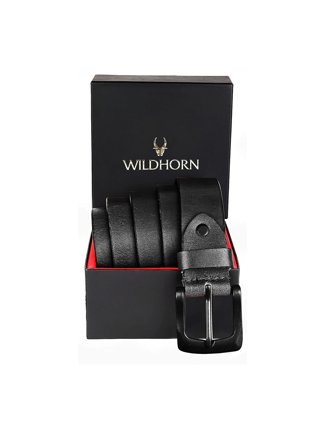 

WildHorn Men Black Solid Leather Belt