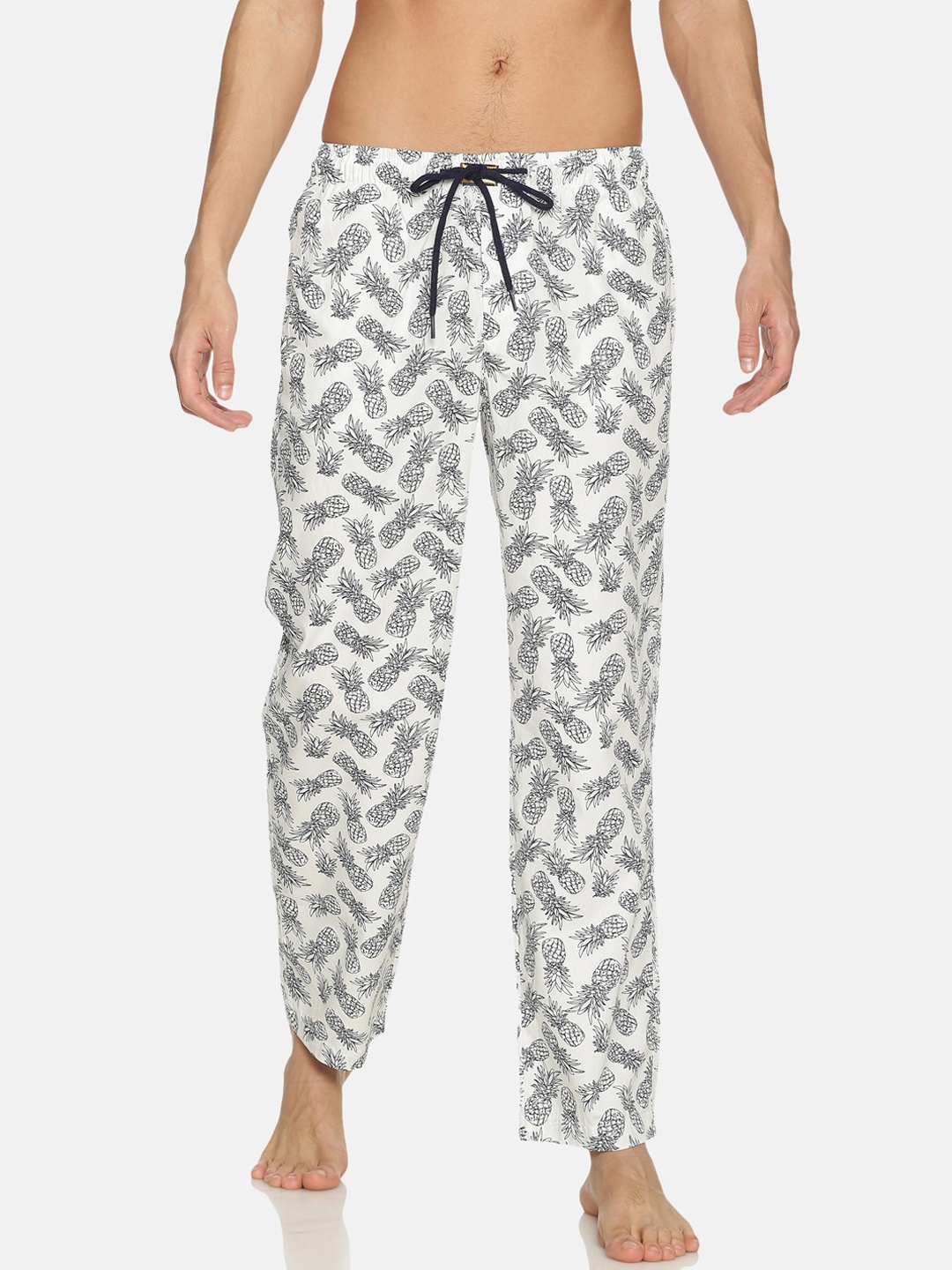 

Bene Kleed Men White & Black Printed Pure Cotton Lounge Pant
