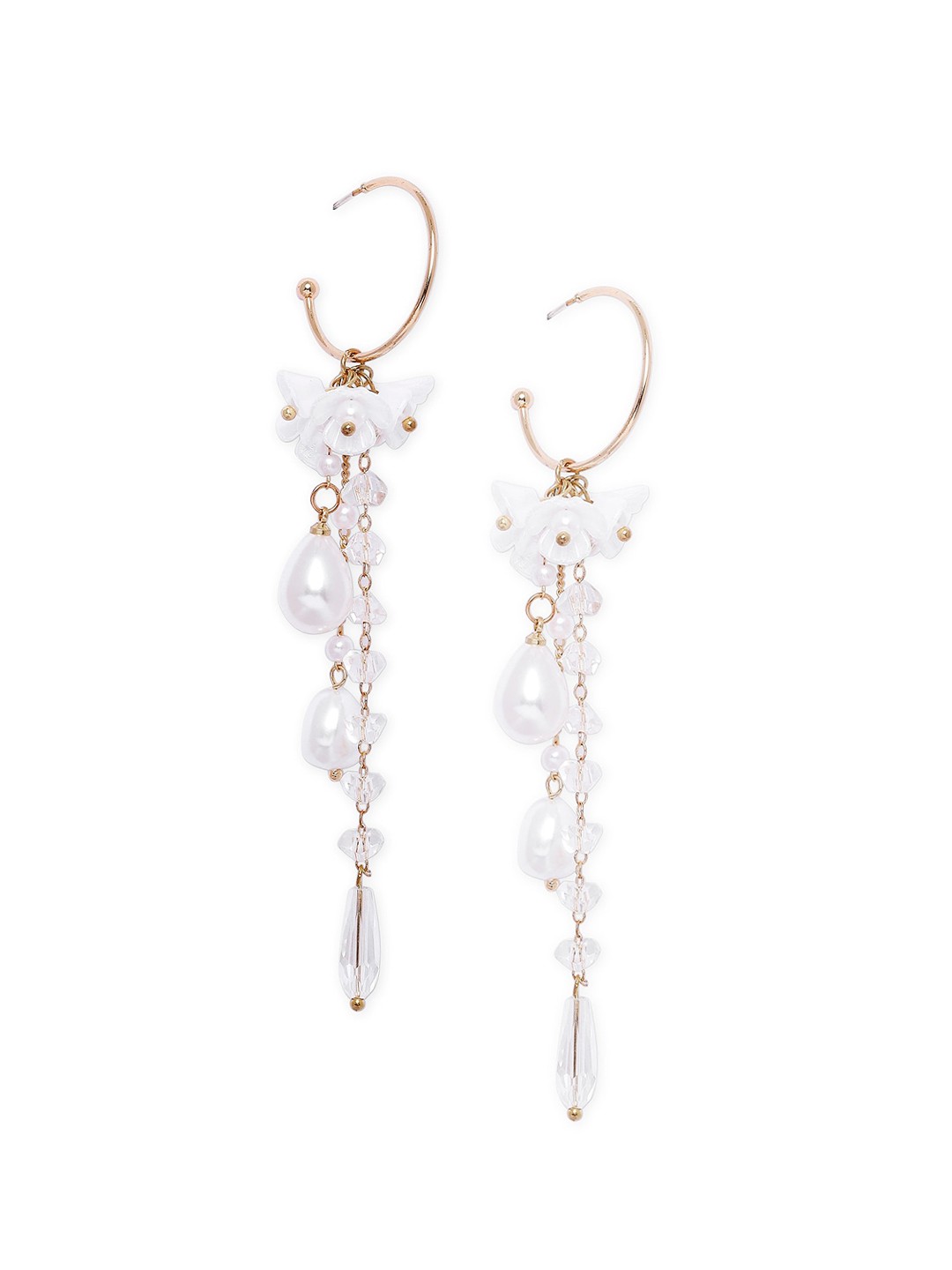 

BELLEZIYA Gold-Toned & Pearl Contemporary Drop Earrings
