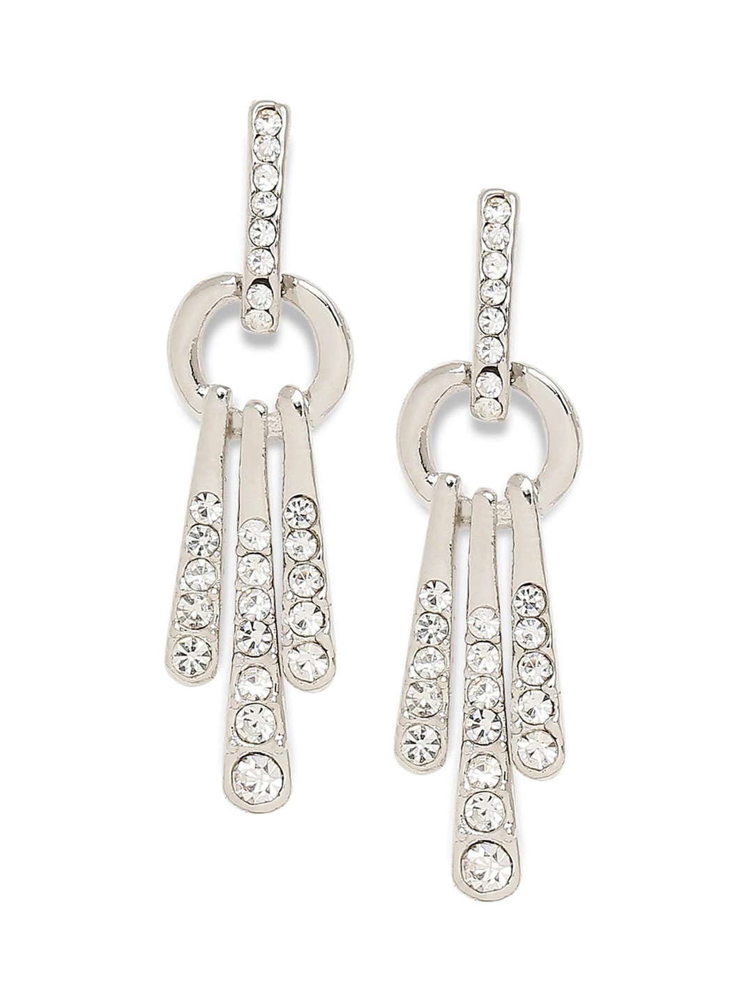 

BELLEZIYA Silver-Toned Contemporary Drop Earrings