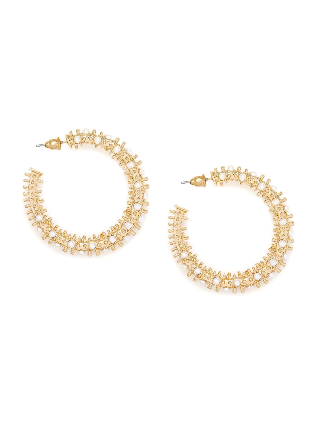 

BELLEZIYA Gold-Toned Contemporary Half Hoop Earrings