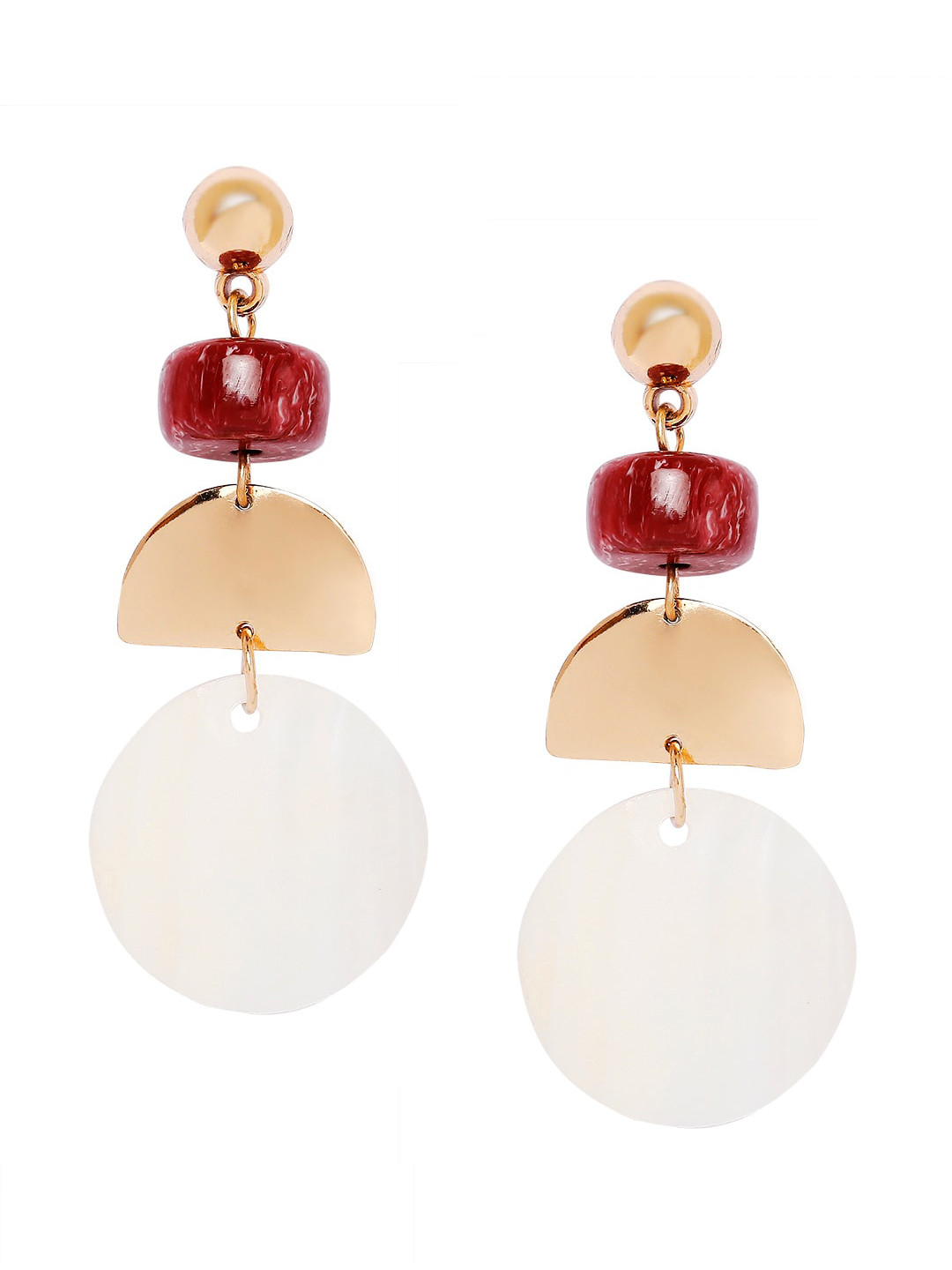 

BELLEZIYA Gold-Toned Gold Finish Pearl Drop Earrings