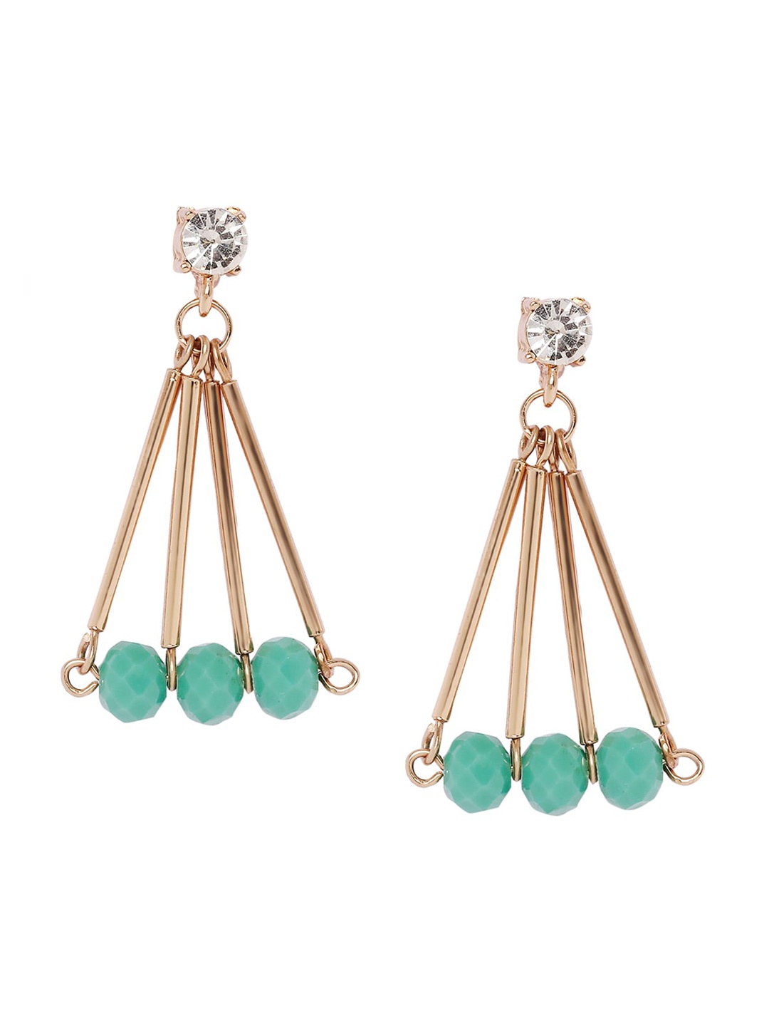 

BELLEZIYA Gold-Toned & Green Contemporary Drop Earrings