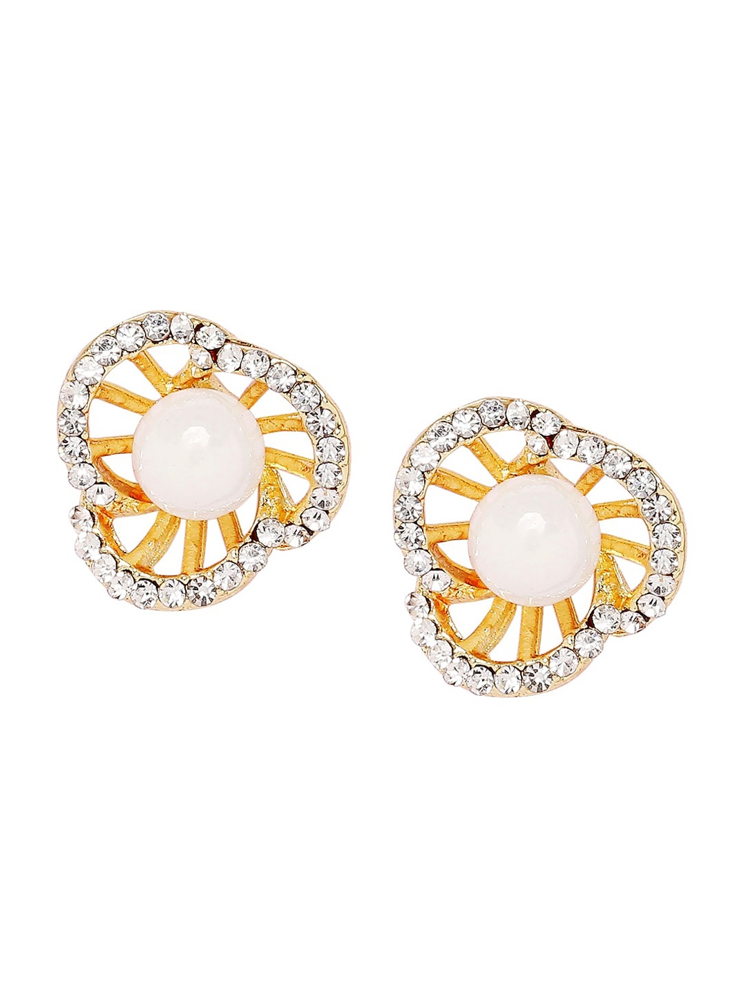 

BELLEZIYA Gold-Toned & White Contemporary Studs Earrings