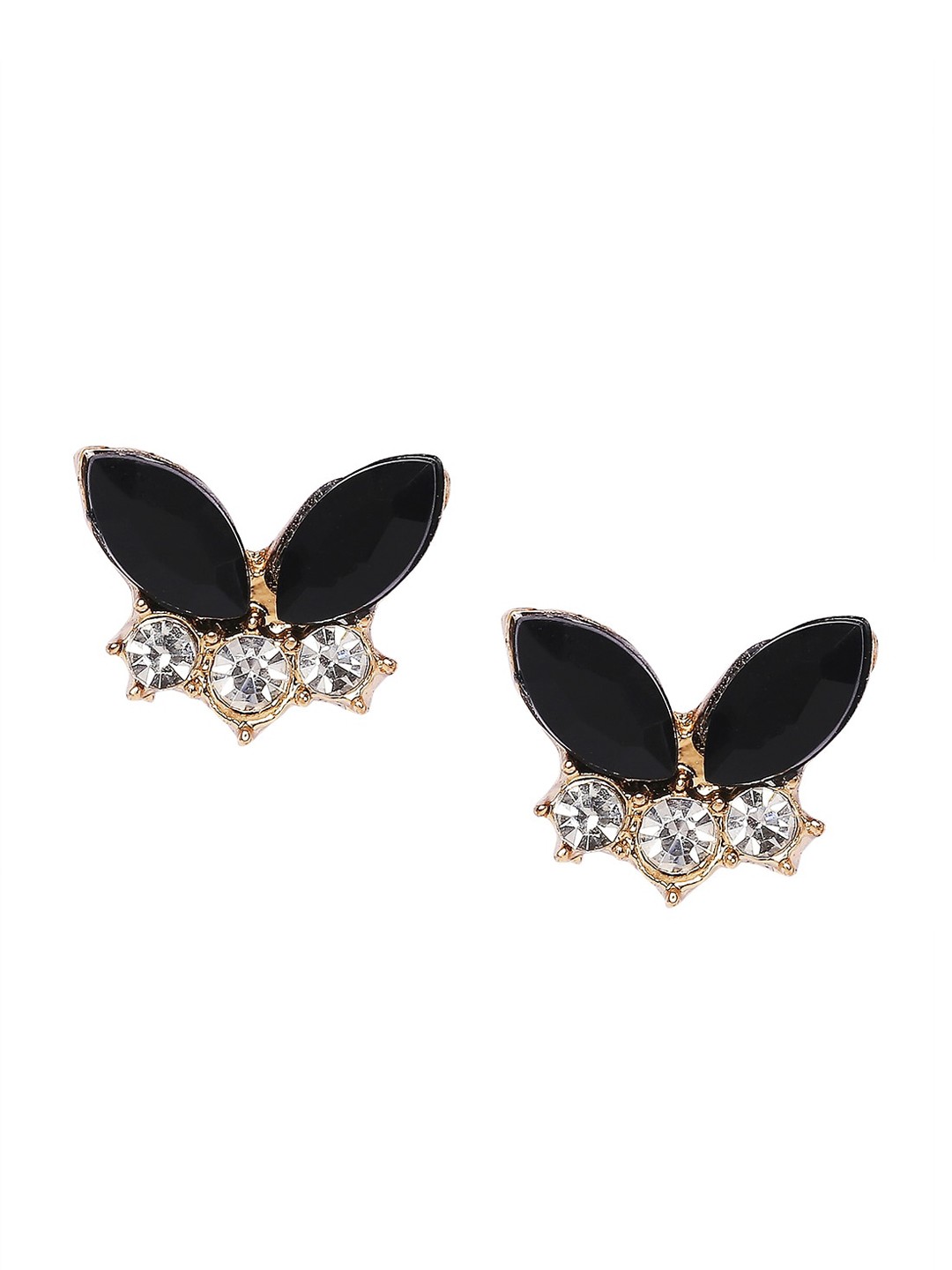 

BELLEZIYA Gold-Toned & Black Floral Shaped Studs Earrings