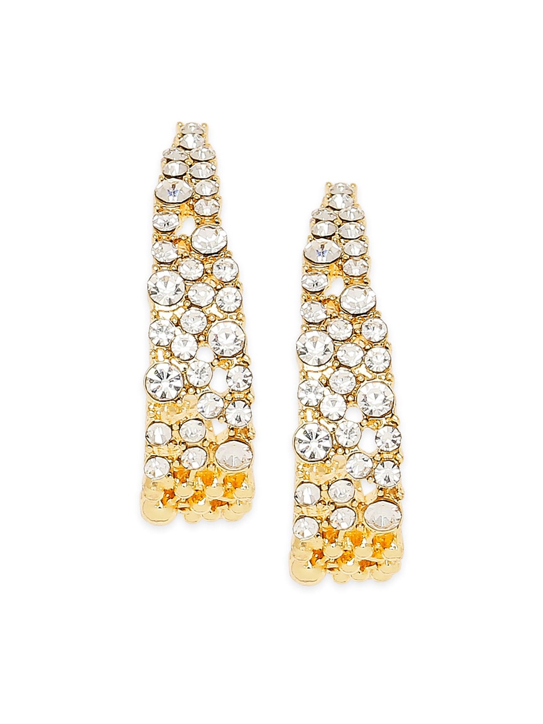 

BELLEZIYA Gold-Toned & White Contemporary Chandbalis Earrings