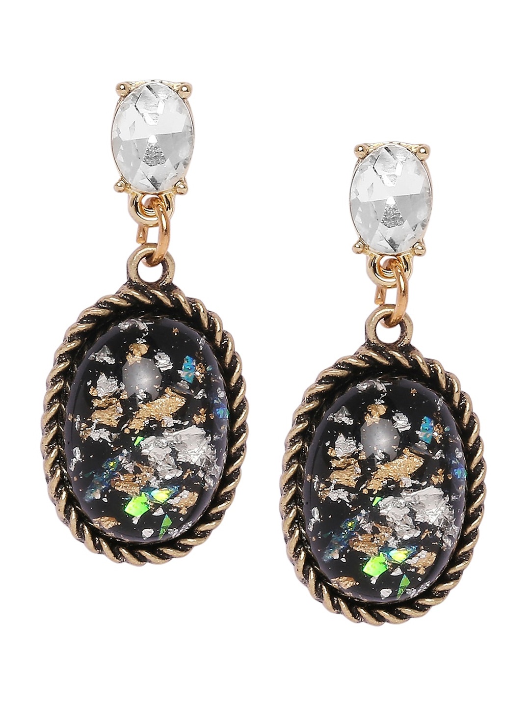 

BELLEZIYA Gold-Toned & Black Contemporary Drop Earrings