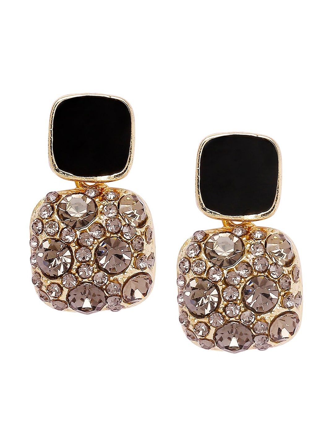 

BELLEZIYA Gold-Toned & Black Contemporary Drop Earrings