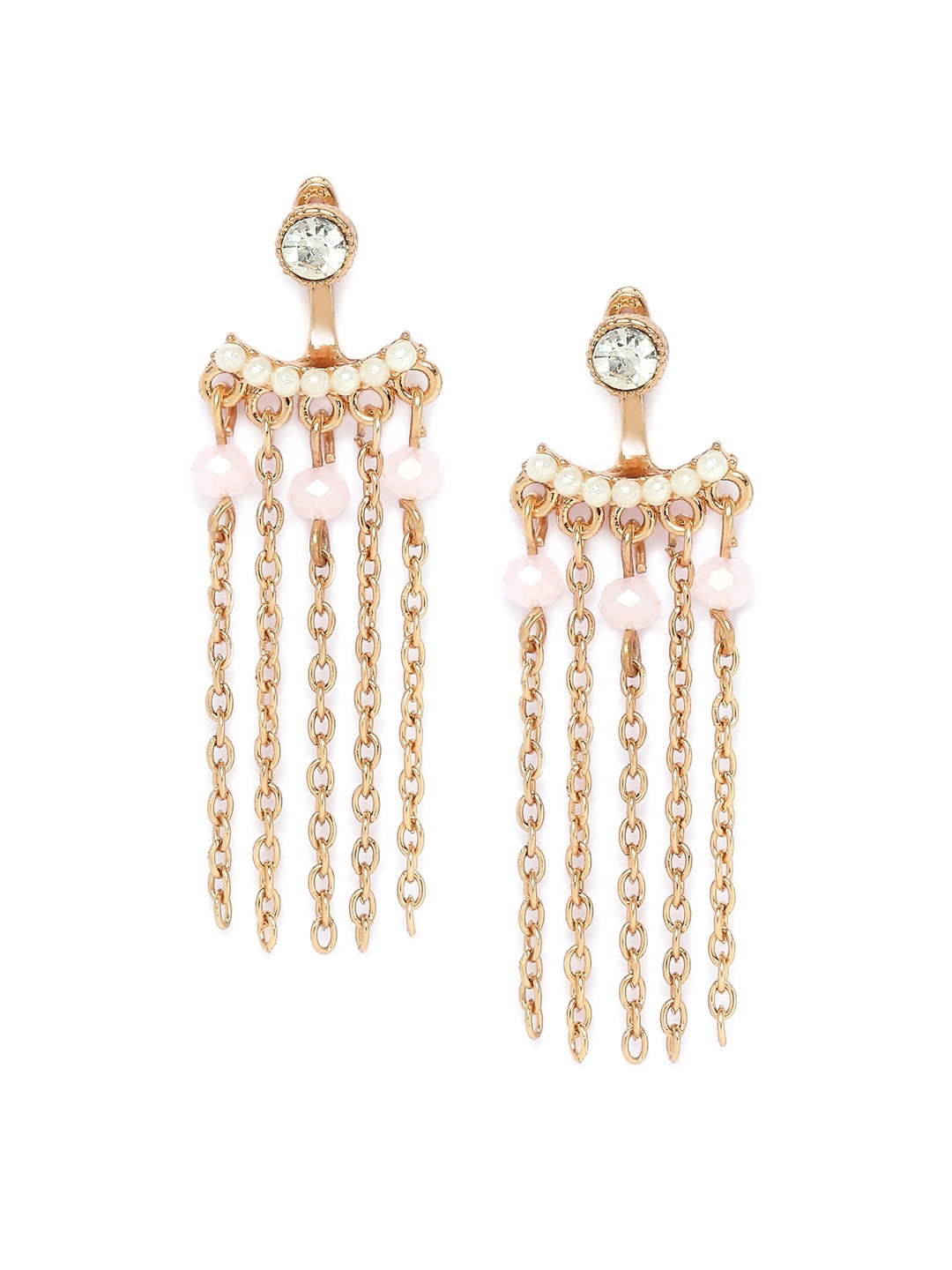 

BELLEZIYA Gold-Toned & White Contemporary Drop Earrings