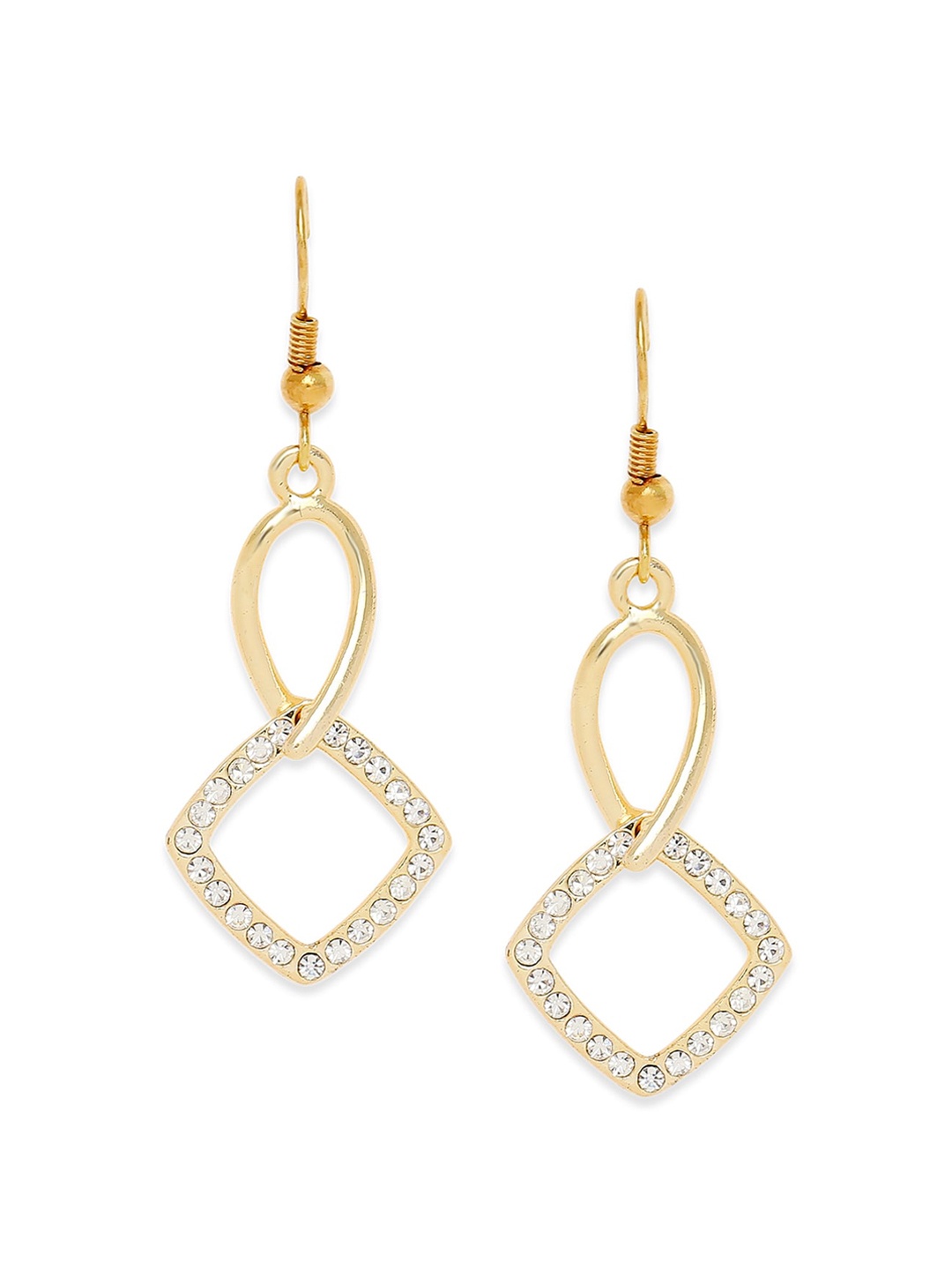 

BELLEZIYA Gold-Toned & White Contemporary Drop Earrings