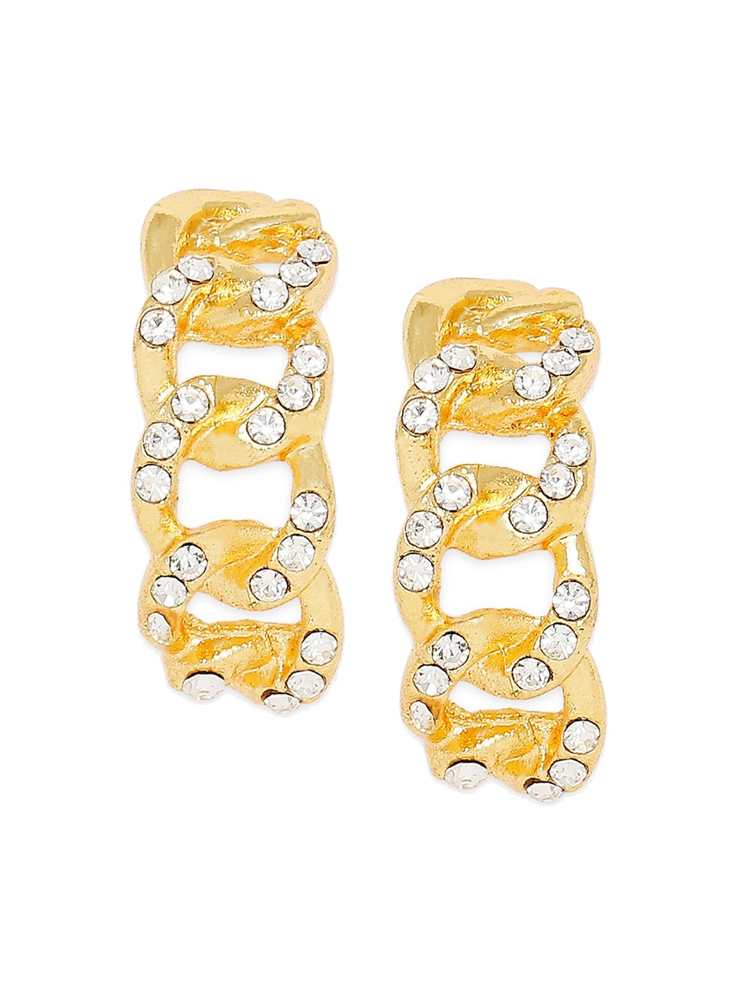 

BELLEZIYA Gold-Toned Contemporary Half Hoop Earrings