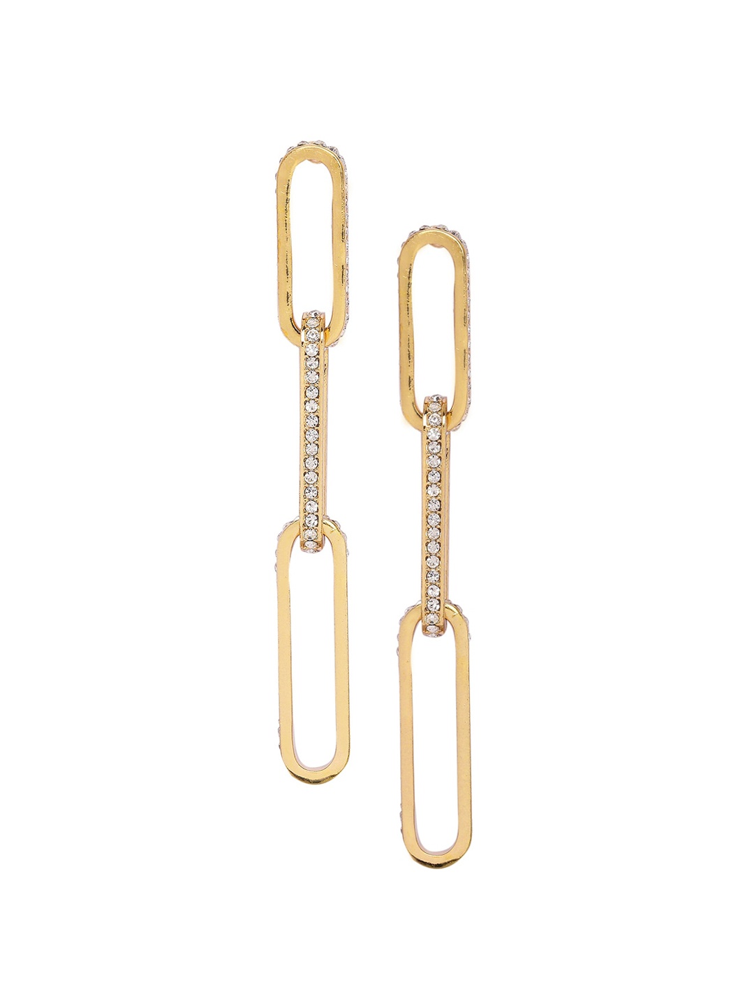 

BELLEZIYA Gold-Toned & White Contemporary Drop Earrings