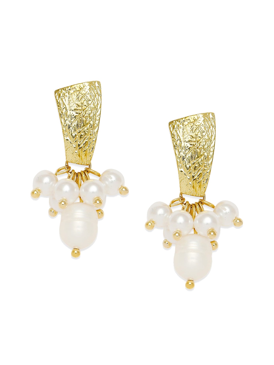 

BELLEZIYA Gold-Toned Contemporary Drop Earrings