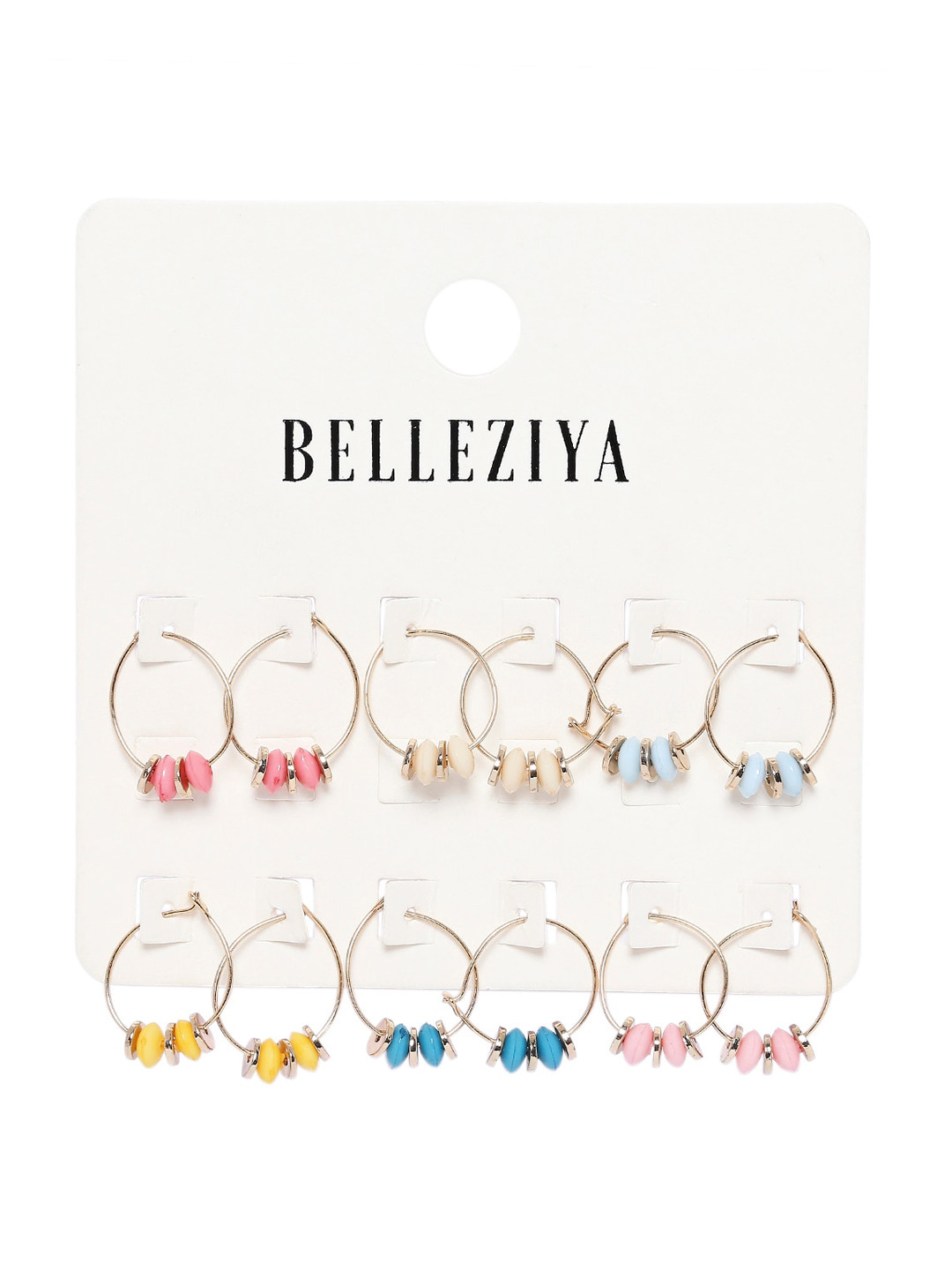 

BELLEZIYA Set of 6 Gold-Toned Contemporary Hoop Earrings