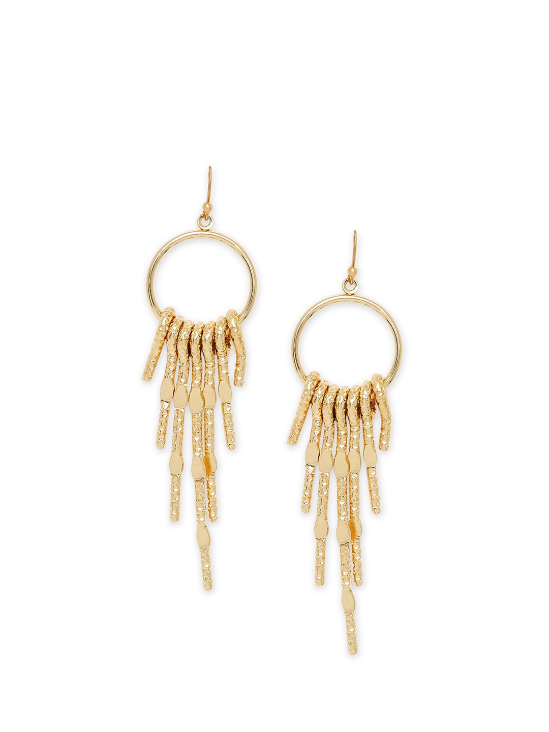 

BELLEZIYA Gold-Toned Contemporary Tasseled Drop Earrings
