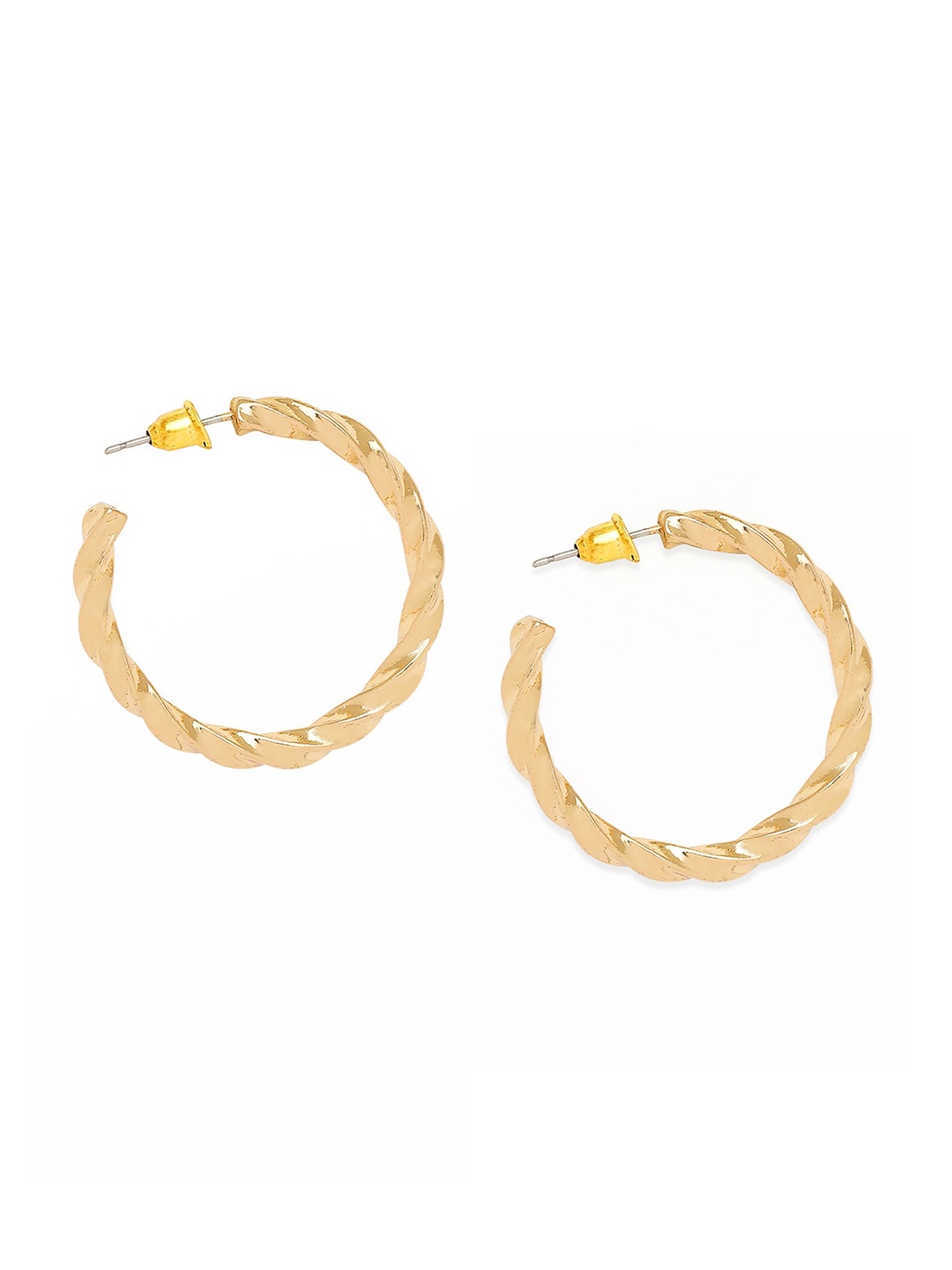 

BELLEZIYA Gold-Toned Contemporary Half Hoop Earrings